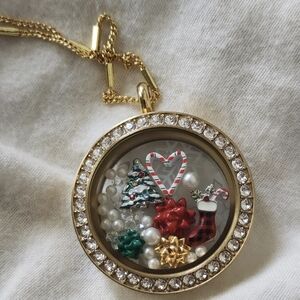 Gold Locket Necklace with Floral Design
